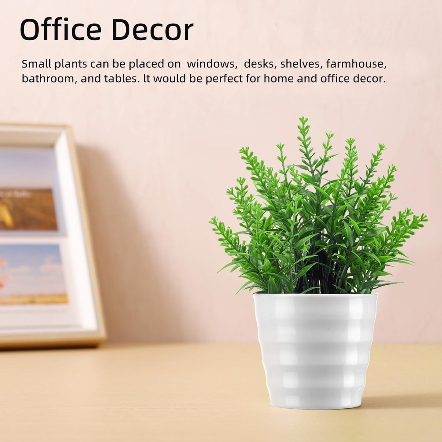 4 Pack Fake Plants Greenery Small Faux Plastic potted Plant Artificial Plants Indoor for Living Room Home Decor Modern Bathroom Kitchen Counter Office Desk Farmhouse Classroom Decor Camper Décor