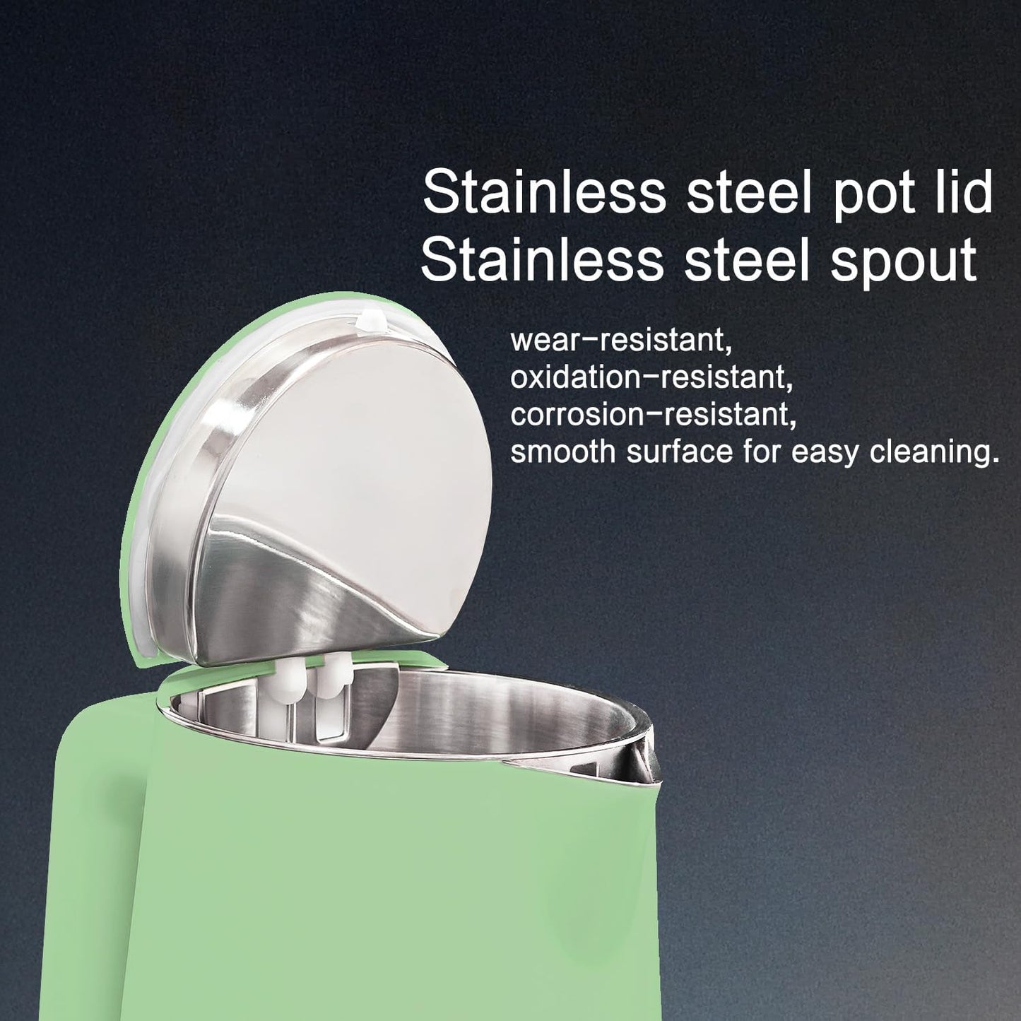 1.5L Electric Kettle Stainless Steel, Double Wall Cool Touch Teapot, Fast Boil,5 Temperature Control, LED Display, Auto Shut-Off,Keep Warm Function,Green