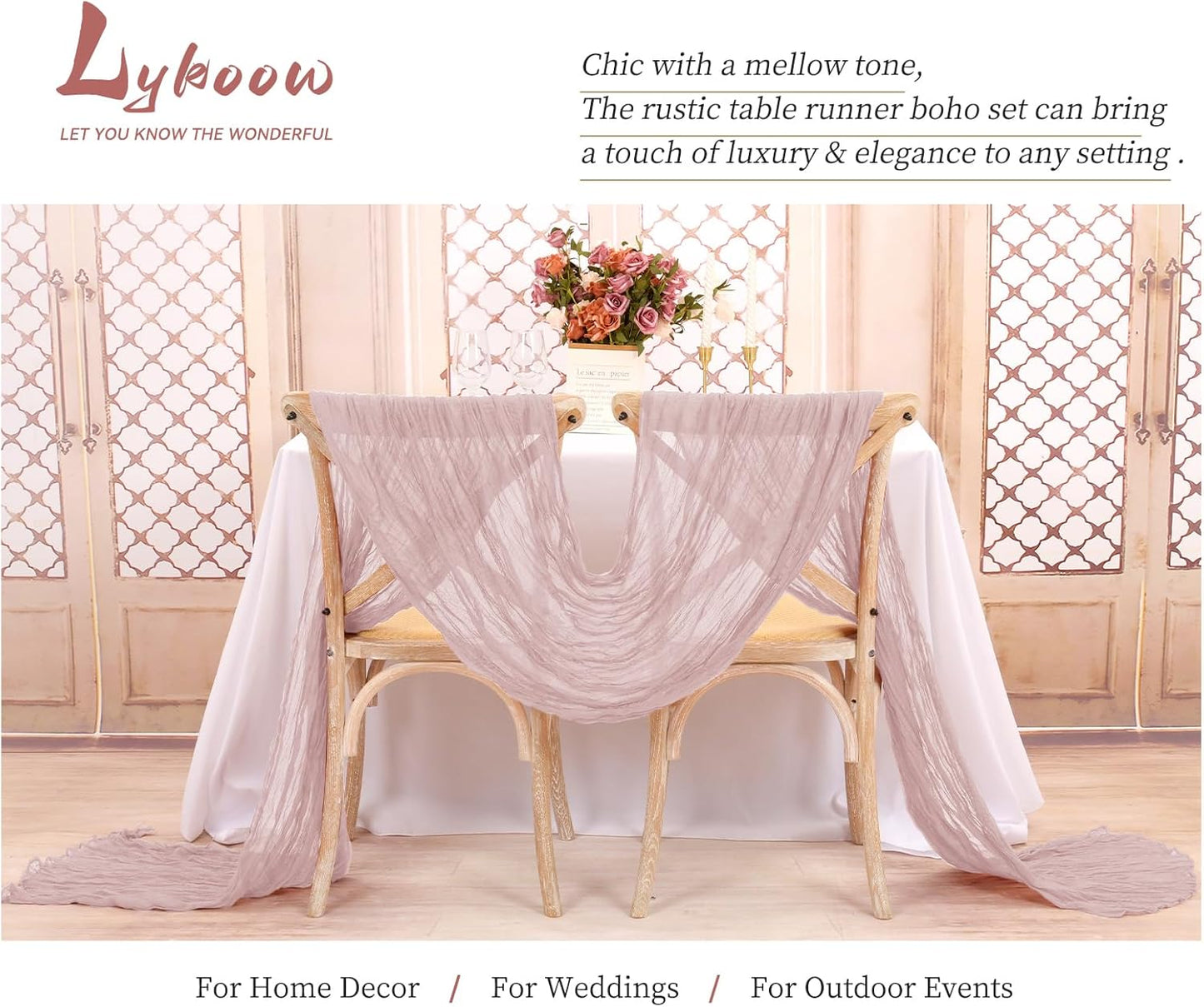 15 Packs Cheesecloth Table Runner Dusty Pink,10 Ft Rustic Gauze Boho Wedding Table Runner Decoration, Wedding Table Decor Table Cloth for Wedding Party Bridal Shower Table,21.5x120in