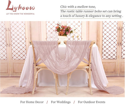 15 Packs Cheesecloth Table Runner Dusty Pink,10 Ft Rustic Gauze Boho Wedding Table Runner Decoration, Wedding Table Decor Table Cloth for Wedding Party Bridal Shower Table,21.5x120in