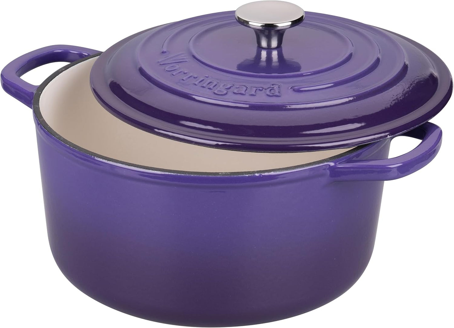 Enameled Cast Iron Dutch Oven Pot with Lid, for Sourdough Bread Baking, Round Dutch Ovens, 6 Quart, Purple