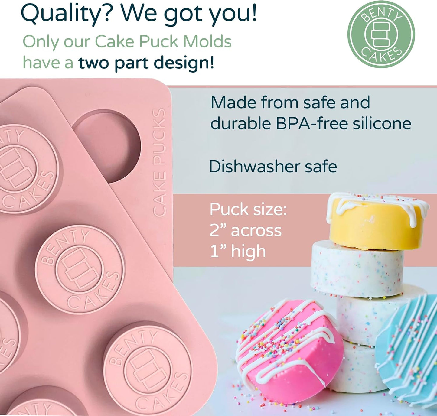 Benty Cakes – The Original CakePuck Bonus Bundle Set – Better than a Cake Pop! Make Chocolate Covered Desserts – BPA Free Silicone – Includes 1 Mold Set, 2 Trays and 2 Scrapers – Pink