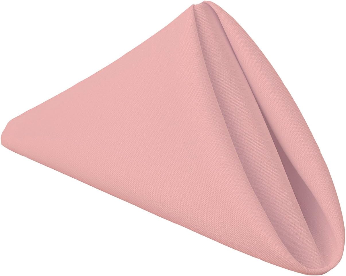 Gee Di Moda Cloth Napkins - 17 x 17 Inch Pink Dinner Napkins - Set of 12 Soft & Absorbent Washable Fabric Cloth Table Napkins with Hemmed Edges for Hotel Restaurant, Holiday Parties & Wedding