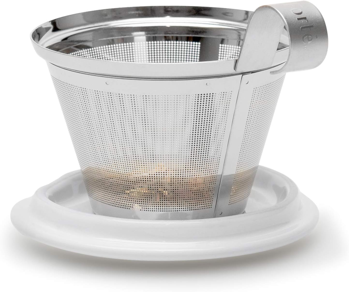 Tea Forte Double-Walled Ceramic Kati Cup, Removable Stainless Steel Infuser Basket and Lid, Steeps 12 oz Loose Leaf Tea, Dishwasher & Microwave Safe, Chakra