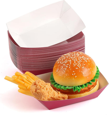 50 Pcs 2lb Paper Food Boat Trays Disposable，Snack Tray，Food Trays for Snack French Hot Dog Taco Popcorn Picnic party Wedding，Concession Stand Supplies (Purple)