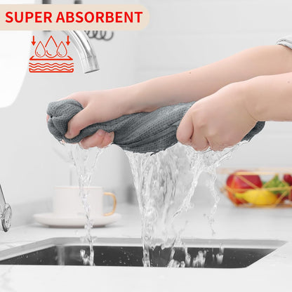 Homaxy 100% Cotton Waffle Weave Kitchen Dish Towels, Ultra Soft Absorbent Quick Drying Cleaning Towel, 13 x 28 Inches, 6-Pack, Grey