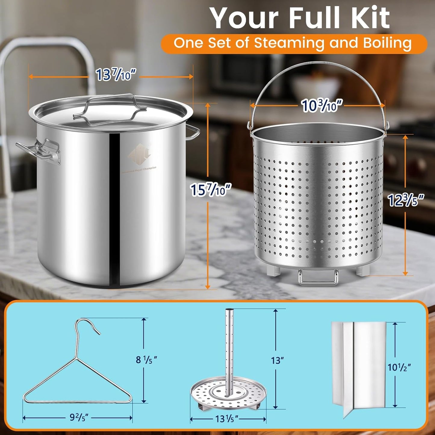 ARC 40quart Large Stainless Steel Stockpot with 36 inch Mixing Paddle for Seafood Boiler Crawfish Pot with Basket and Steam Rack, Stir Paddle for Large Batch Cooking Crab Lobster Shrimp, and Tamales