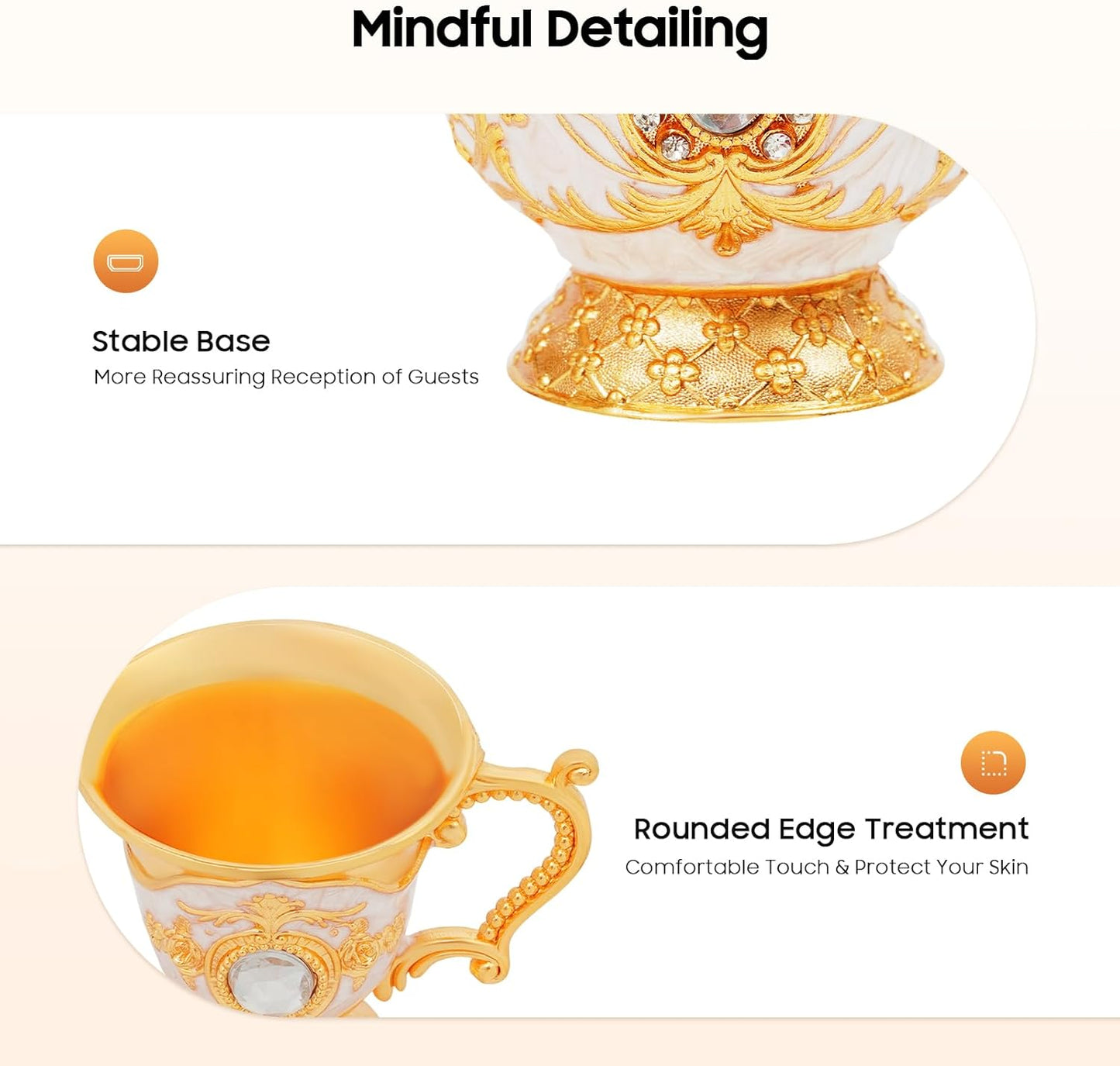 Vintage Turkish Coffee Pot Set with Tray & 6 Elegant Cups - Retro Exquisite Tea Service for Home Parties, Table Decor & Wedding Gifts (White and Gold)