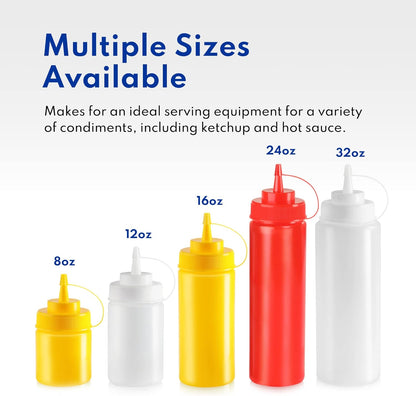New Star Foodservice 26528 Plastic Squeeze Bottles with Cap and Scale, Wide Mouth, 16 oz, Yellow, Pack of 6