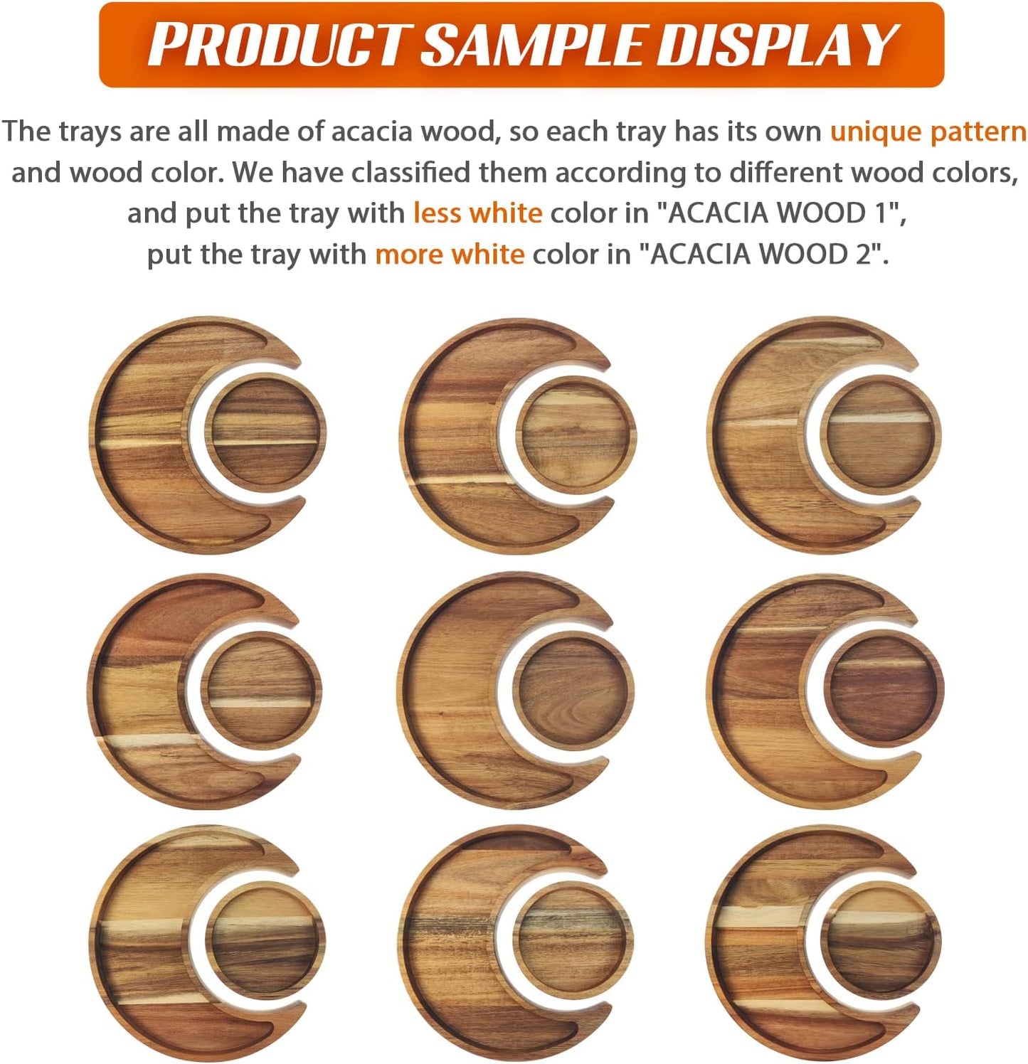 Moon Tray Acaica Wood Crystal Holder for Stones Healing Crystals Storage and Organizer Crescent Bowl Witchy Crystal Display Essential Oil Holder Moon Jewelry Dish (Acacia Wood 1)