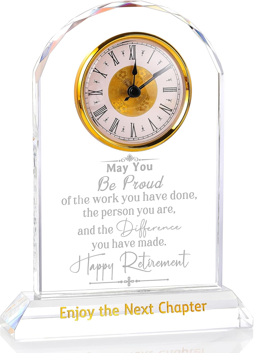 Ornalrist Retirement Gifts for Women Men K9 Crystal Clock, Going Away Gifts for Coworker Best Congratulations Retired Gifts Boss Leaving Presents for Teacher Friend