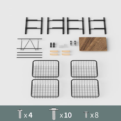 JAQ Fruit Basket for Kitchen, 5-Tier Slide Out Storage Baskets Carts Organizers Drawers with Wood Top Table with Rolling Wheels for Snacks Vegetables Vianderos para Cocina Modernos (Black, 5 Layer)