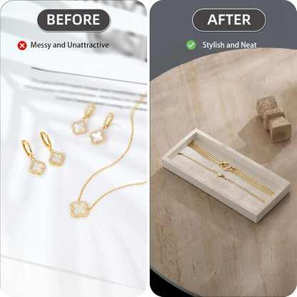 Jewelry Tray Bathtub, Resin Stone Look Decorative Perfume Tray, Bathroom Marble Vanity Organizer Plate Holder for Ring Soap Towel Small Things on Kitchen Sink Countertop (Off White, Small)