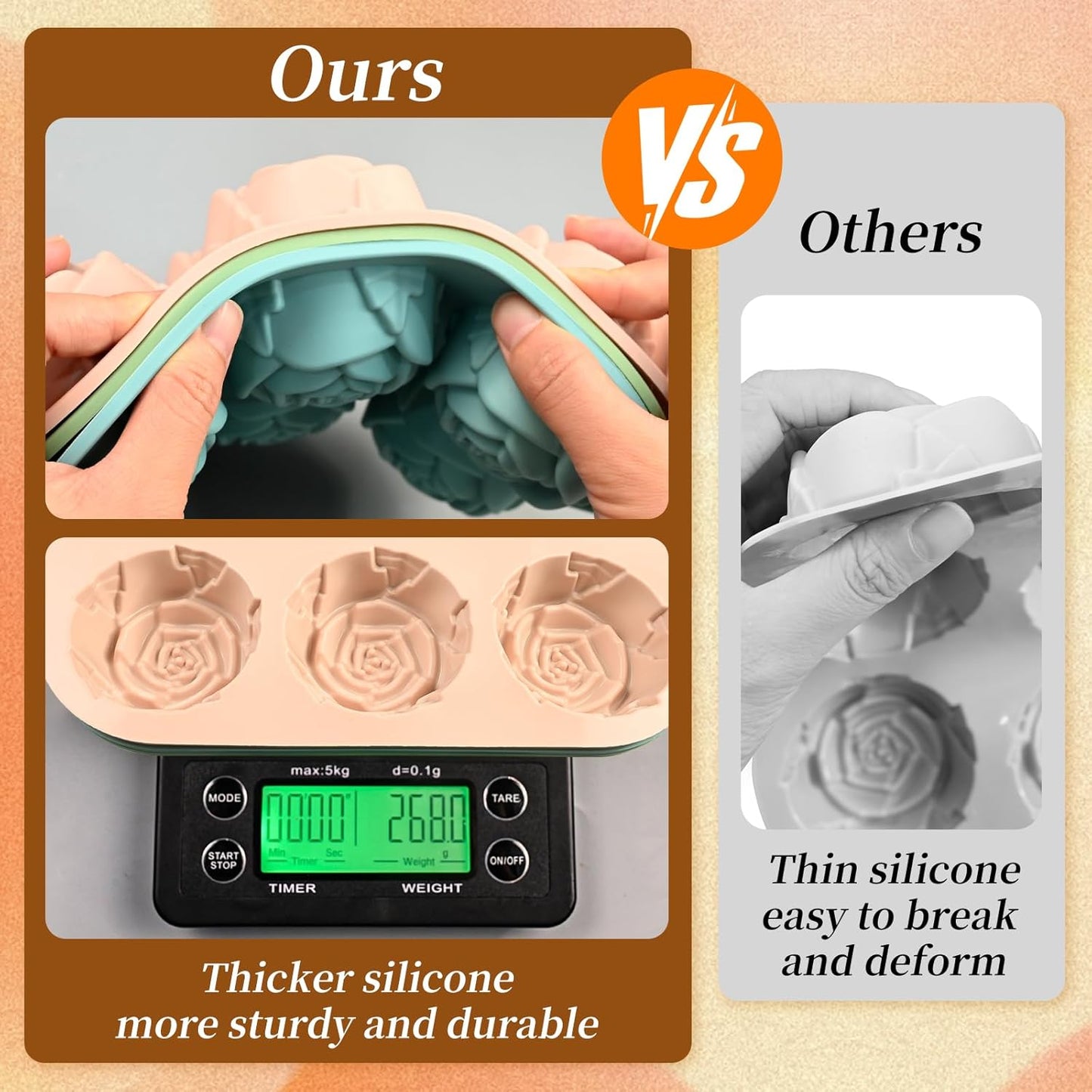 Rose Silicone Mold, 18 Cavity Large Rose Flower Silicone Mold for Handmade Soap Candle, Cake Chocolate Jelly Pudding Ice Cube