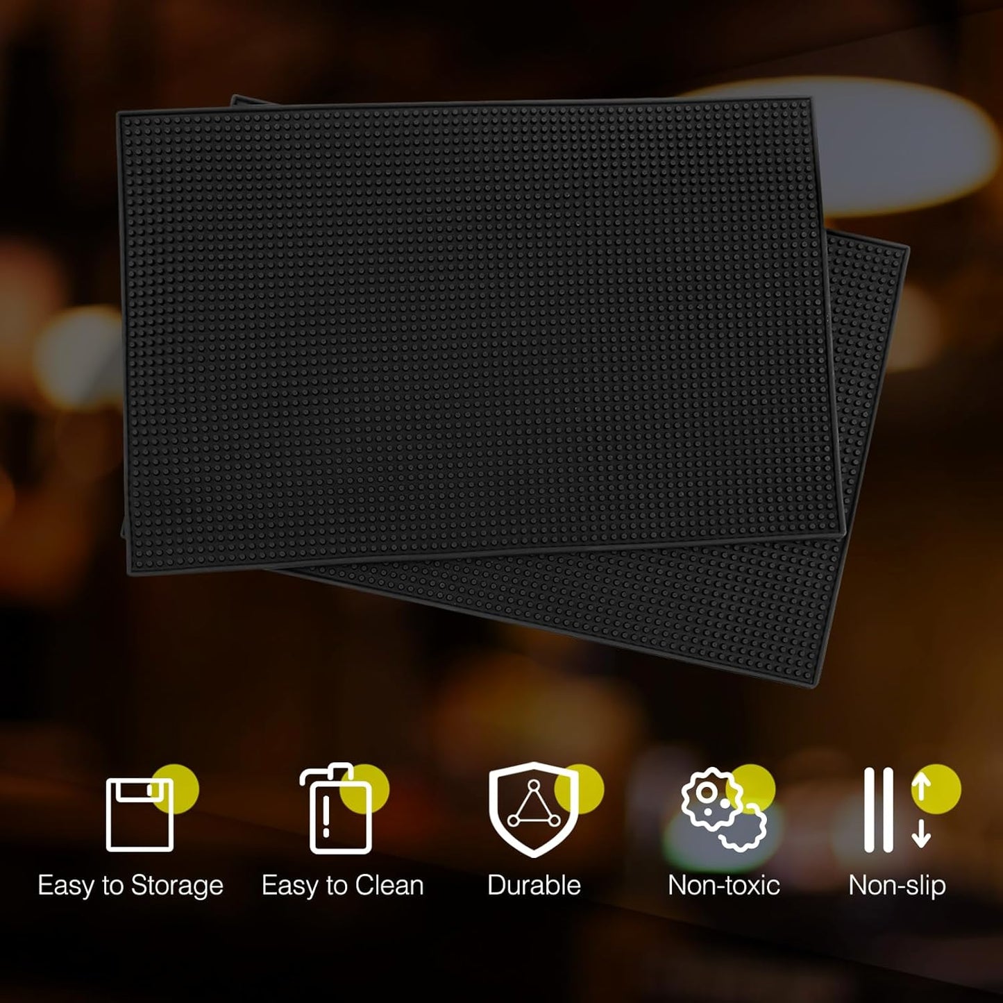 Tioncy 6 Pcs Bar Mat for Countertop 6 x 12 Inch, 18 x 12 Inch, 24 x 12 Inch Non Slip Rubber Mat Service Spill Cocktail Bartending Coffee Bar Mats for Hot Dishes Restaurants Barbershop Hot Pads, Black