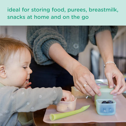 Olababy Clear Sense Silicone Storage Containers 4pk for Baby Food, Snacks, Formula, Puree, Sauce & More | Micro Plastic & BPA-Free | Daycare Essentials for Toddlers and Kids (Lemon, 4 oz / 120 ml)