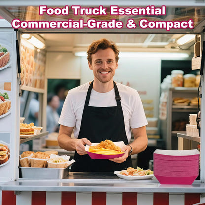 50 Pcs 2lb Paper Food Boat Trays Disposable，Snack Tray，Food Trays for Snack French Hot Dog Taco Popcorn Picnic party Wedding，Concession Stand Supplies (Purple)