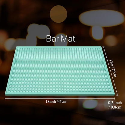 Tioncy 4 Pcs Bar Mat for Countertop 18x12 Inch Christmas Green Non Slip Rubber Mat for Sink, Essential Supplies Bartending Accessories for Christmas Home Kitchen, Restaurants, Coffee Bar Decoration