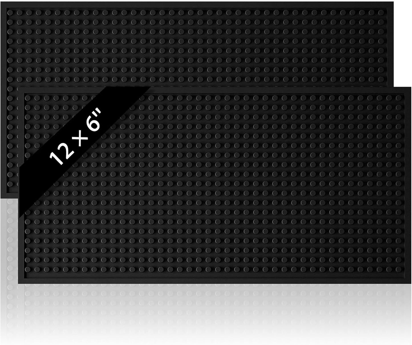 Tioncy 6 Pcs Bar Mat for Countertop 6 x 12 Inch Non Slip Rubber Mat Service Spill Cocktail Bartending Coffee Bar Mats for Hot Dishes Restaurants Barbershop Clippers Hot Pads, Black