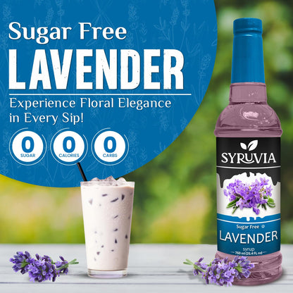 Syruvia Sugar Free Coffee Syrup, Lavender Flavored Syrup for Drinks, Lattes, and Desserts – 25.4 fl oz