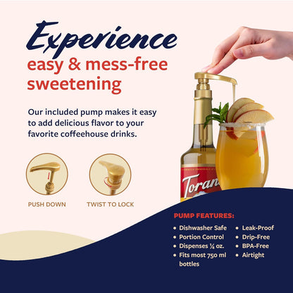 Torani Apple Syrup for Drinks, Flavoring for Iced Tea, Lemonade, Sodas, and Cocktails, Glass Bottle with Pump Included, 25.4 Fl Oz