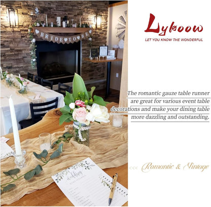 15 Packs Cheesecloth Table Runner Beige,10 Ft Rustic Gauze Boho Wedding Table Runner Decoration, Wedding Table Decor Table Cloth for Wedding Party Bridal Shower Table,21.5x120in