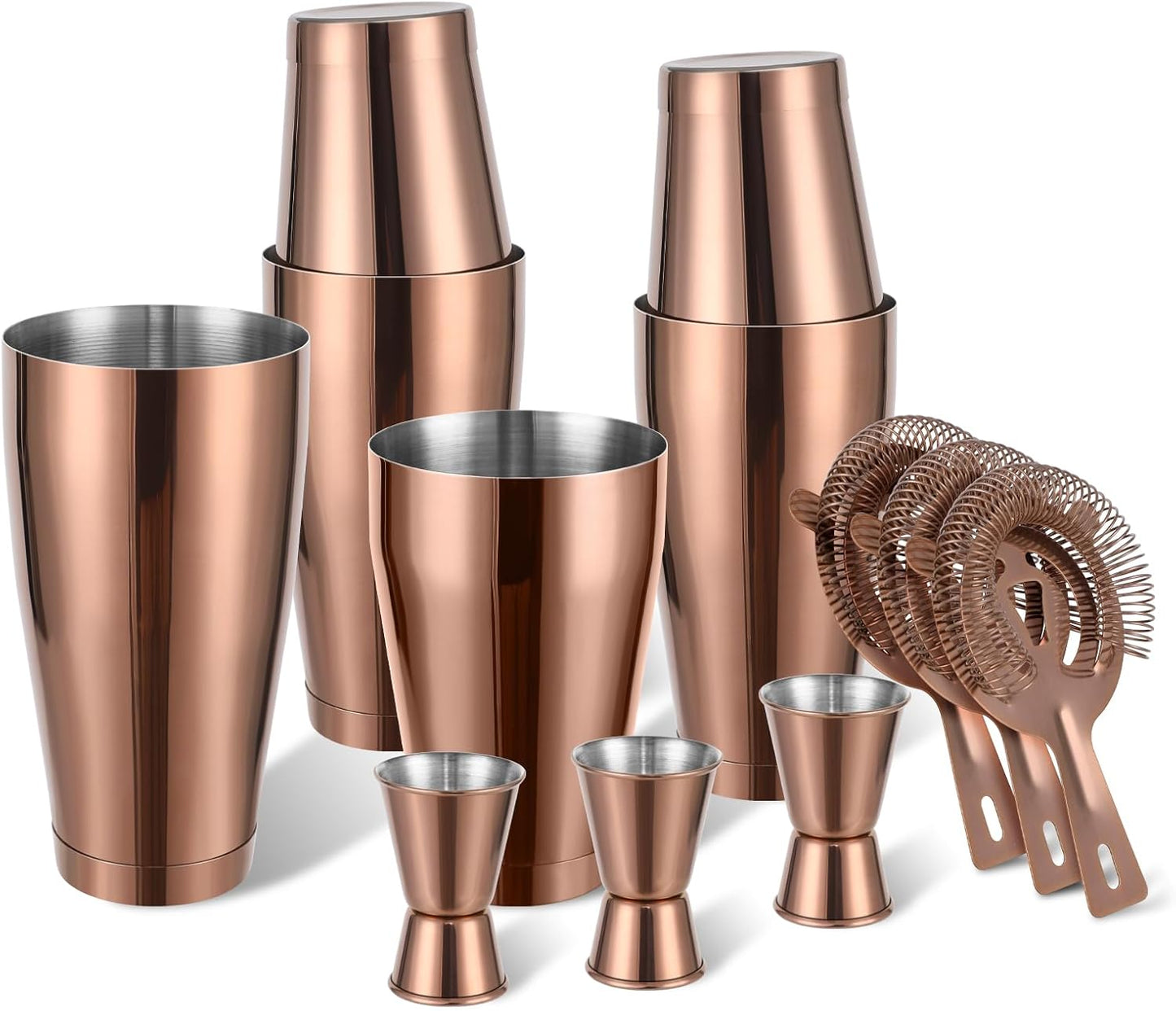 Boston Shaker Cocktail Set Bartender Kit, 12 Pcs Drink Shaker with Strainer Bartending Martini Shaker Tin with 18oz & 28oz Mixed Alcohol Shaker Professional Stainless Steel Bar Tool for Beginner