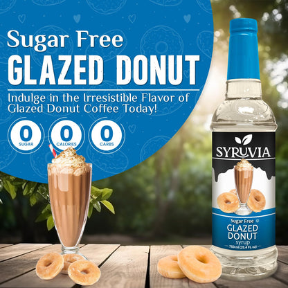 Syruvia Sugar Free Coffee Syrup, Glazed Donut Flavored Syrup for Drinks, Lattes, and Desserts – 25.4 fl oz