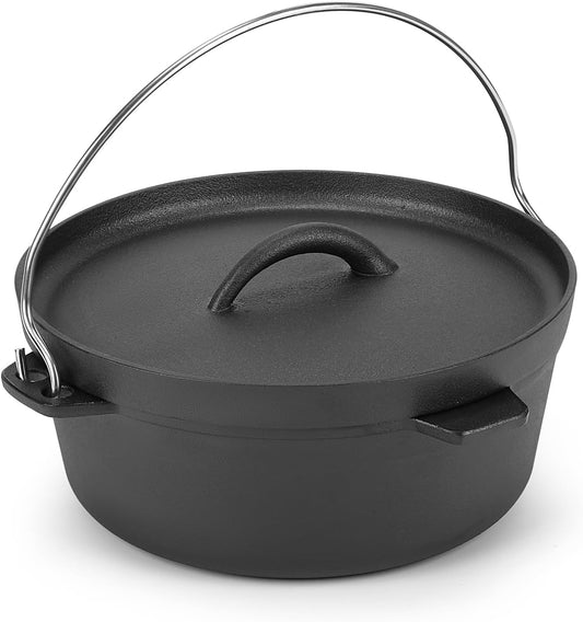 Cast Iron Dutch Oven Pot with Lid, for Small Dishes, Side Dishes, Camping Cookware set, BBQ, Garlic Roaster, 1.5 Quart Pan
