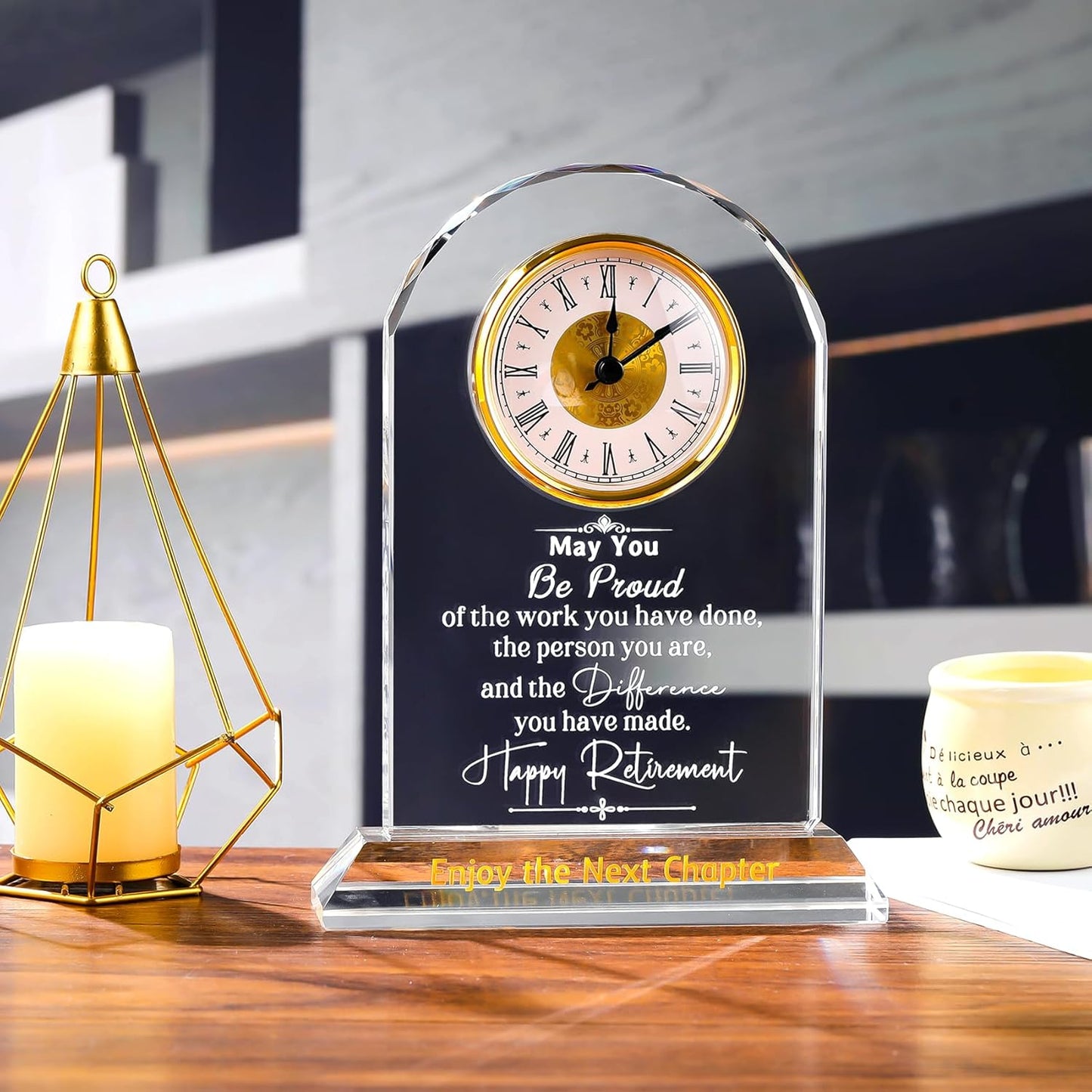 Ornalrist Retirement Gifts for Women Men K9 Crystal Clock, Going Away Gifts for Coworker Best Congratulations Retired Gifts Boss Leaving Presents for Teacher Friend