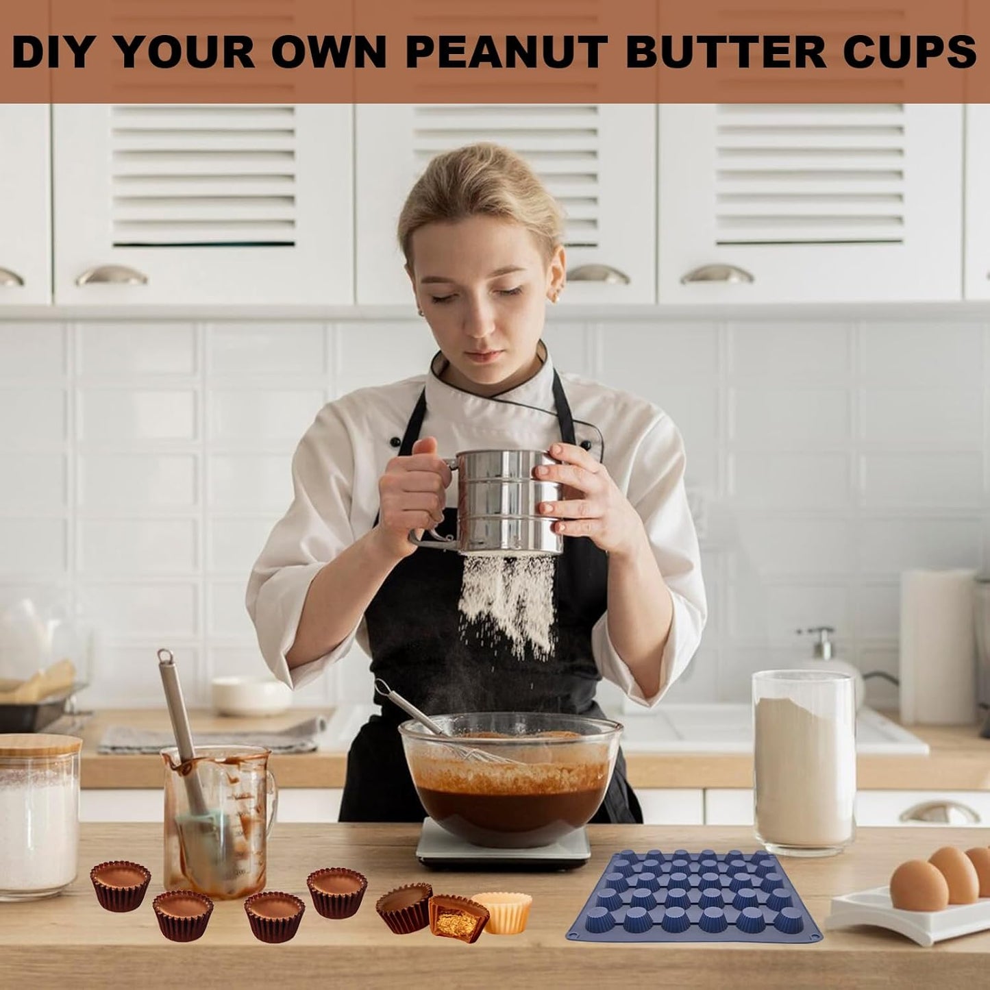 Peanut Butter Cup Molds, Bite-Size Chocolate Molds, Silicone Mold for Keto Fat Bomb, Jelly, Ice and Cordial, 2 PCS (Blue, Bite-Size)