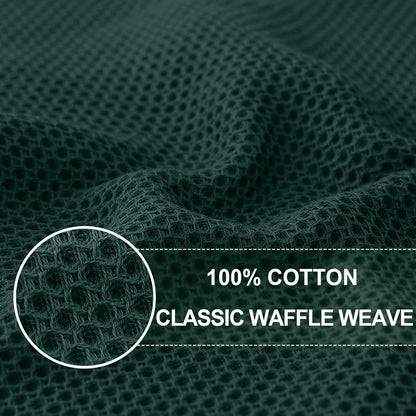 Homaxy 100% Cotton Waffle Weave Kitchen Dish Towels, Ultra Soft Absorbent Quick Drying Cleaning Towel, 20x28 Inches, 4-Pack, Blackish Green