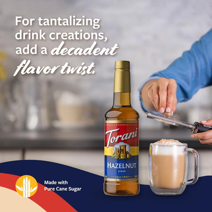 Torani Coffee Syrup, Hazelnut Flavored Syrup for Drinks, Pump Included, 25.4 Fl Oz