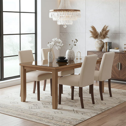 Dining Chairs Set of 4, Modern Dining Room Chair, Upholstered Kitchen Farmhouse Chair for Restaurant & Cafe- Beige