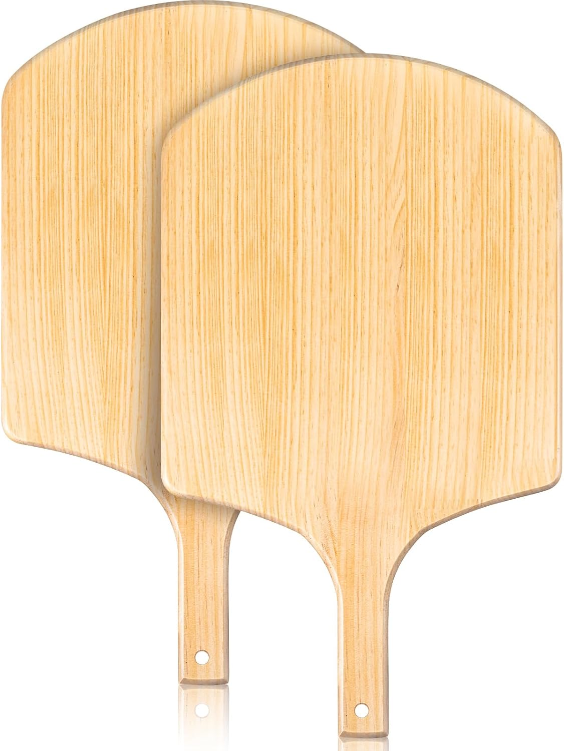 Bokon 2 Pack Wooden Pizza Peel, 16 x 14 Inch Large Pizza Paddle Set with 8 Inch Wooden Handle for Oven, Stone, Pan or Grill, Spatula for Baking Bread and Cake - Indoor & Outdoor