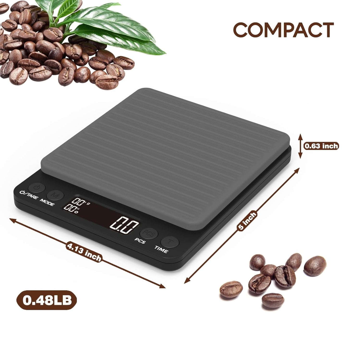 WEIGHTMAN Precision Coffee Scales with Dripper - Yellow LCD Screen, High Accuracy 2kg/0.1g