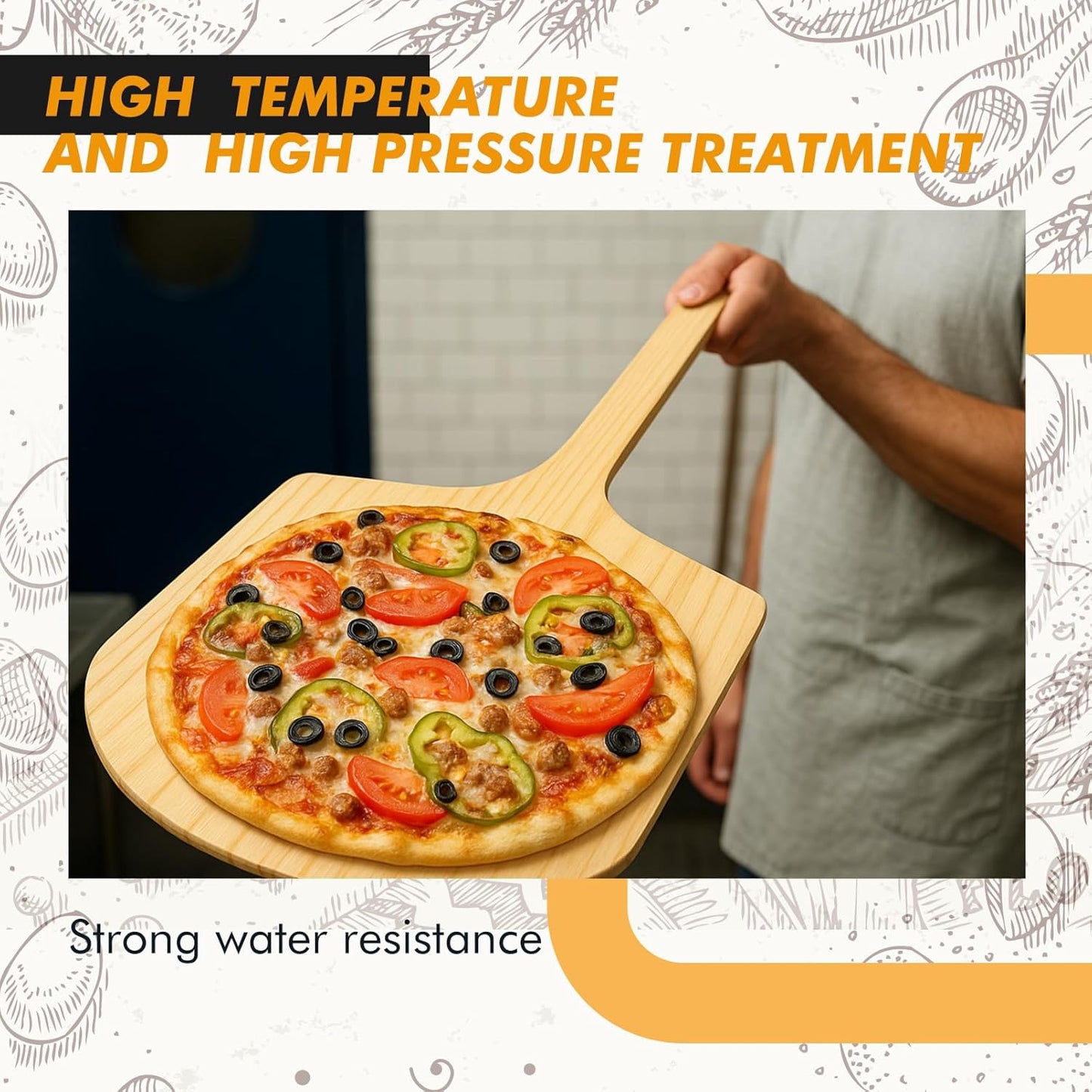 Bokon 2 Pack Wooden Pizza Peel, 16 x 14 Inch Large Pizza Paddle Set with 4 Inch Wooden Handle for Oven, Stone, Pan or Grill, Spatula for Baking Bread and Cake - Indoor & Outdoor