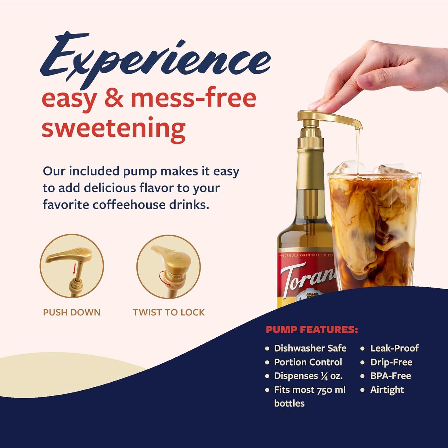 Torani Coffee Syrup, Peanut Butter Flavoring for Drinks, Glass Bottle with Pump Included, 25.4 Fl Oz