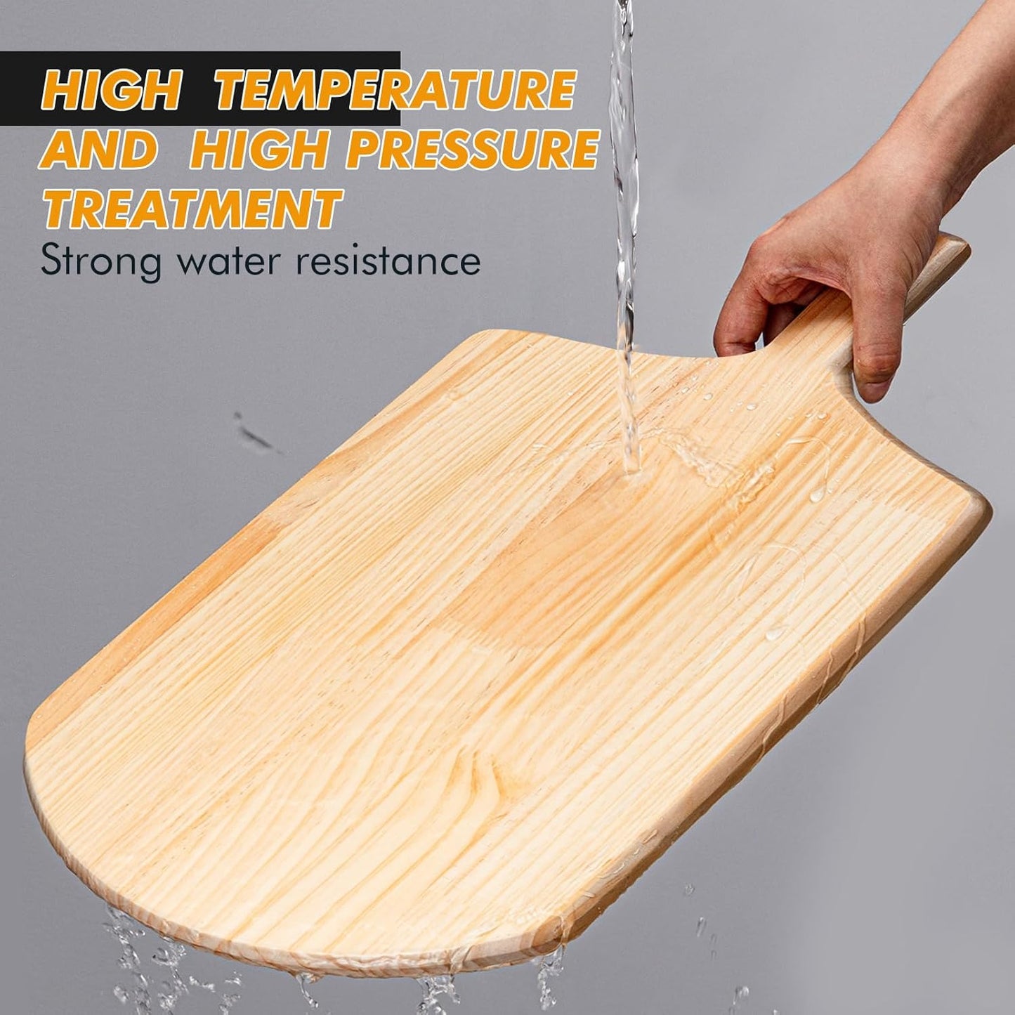 Bokon 2 Pack Wooden Pizza Peel, 14 x 12 Inch Large Pizza Paddle Set with 4 Inch Wooden Handle for Oven, Stone, Pan or Grill, Spatula for Baking Bread and Cake - Indoor & Outdoor