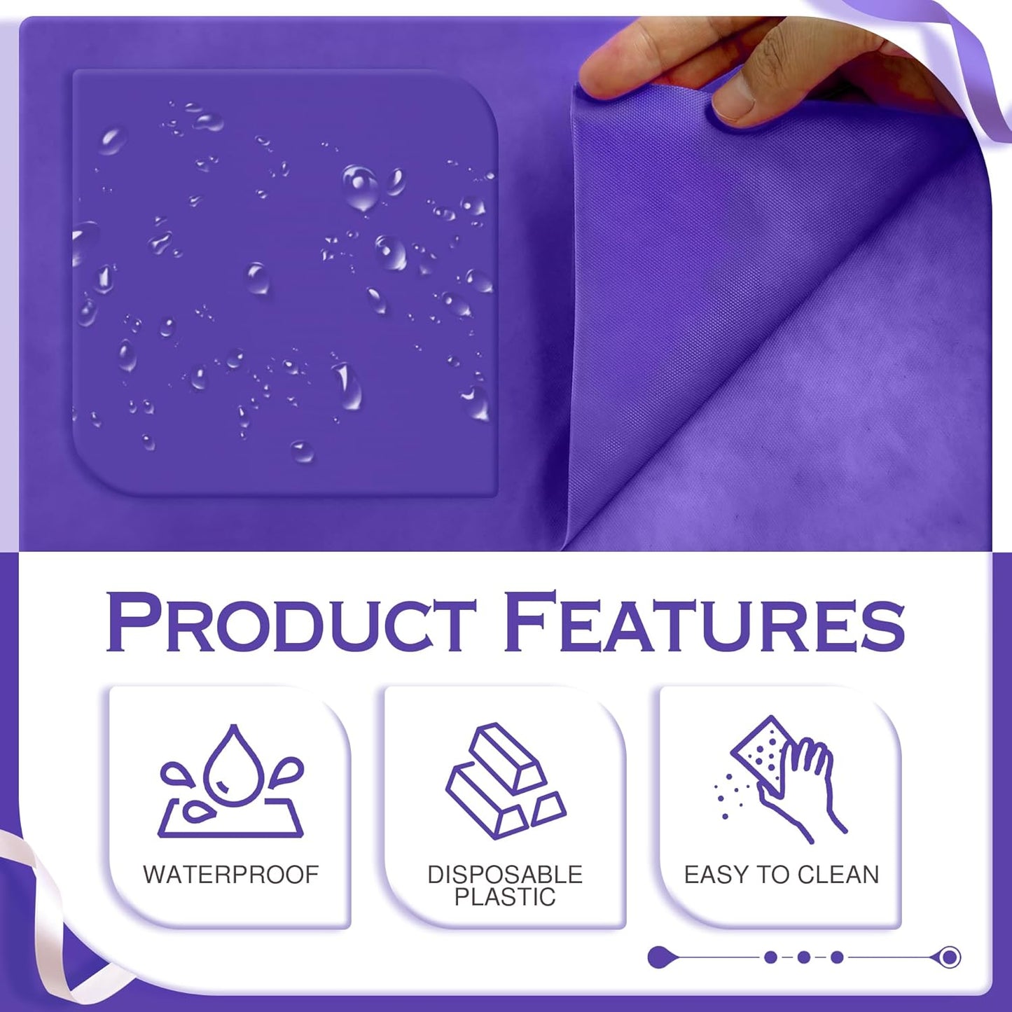 4 Pieces Purple & Black Series Rectangle Tablecloth, 54x72" Solid Color Waterproof & Spillproof Disposable Plastic Table Cover, Durable Party Tablecloth for Dining, Buffet, Picnic, Outdoor Events