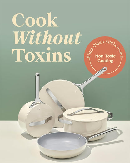 Caraway Non-stick Ceramic Cookware Set (12 Piece) Pots, Pans, Lids and Kitchen Storage - PFAS & PFOA Free - Oven Safe Pan Set & Compatible with All Stovetops - Perracotta