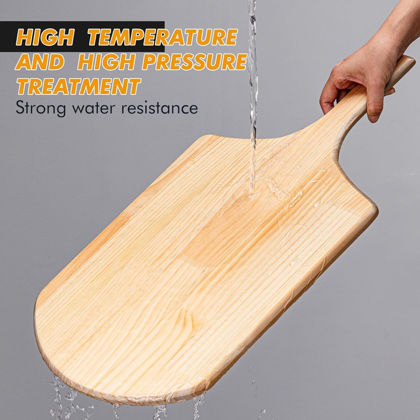 Bokon 2 Pack Wooden Pizza Peel, 16 x 14 Inch Large Pizza Paddle Set with 8 Inch Wooden Handle for Oven, Stone, Pan or Grill, Spatula for Baking Bread and Cake - Indoor & Outdoor