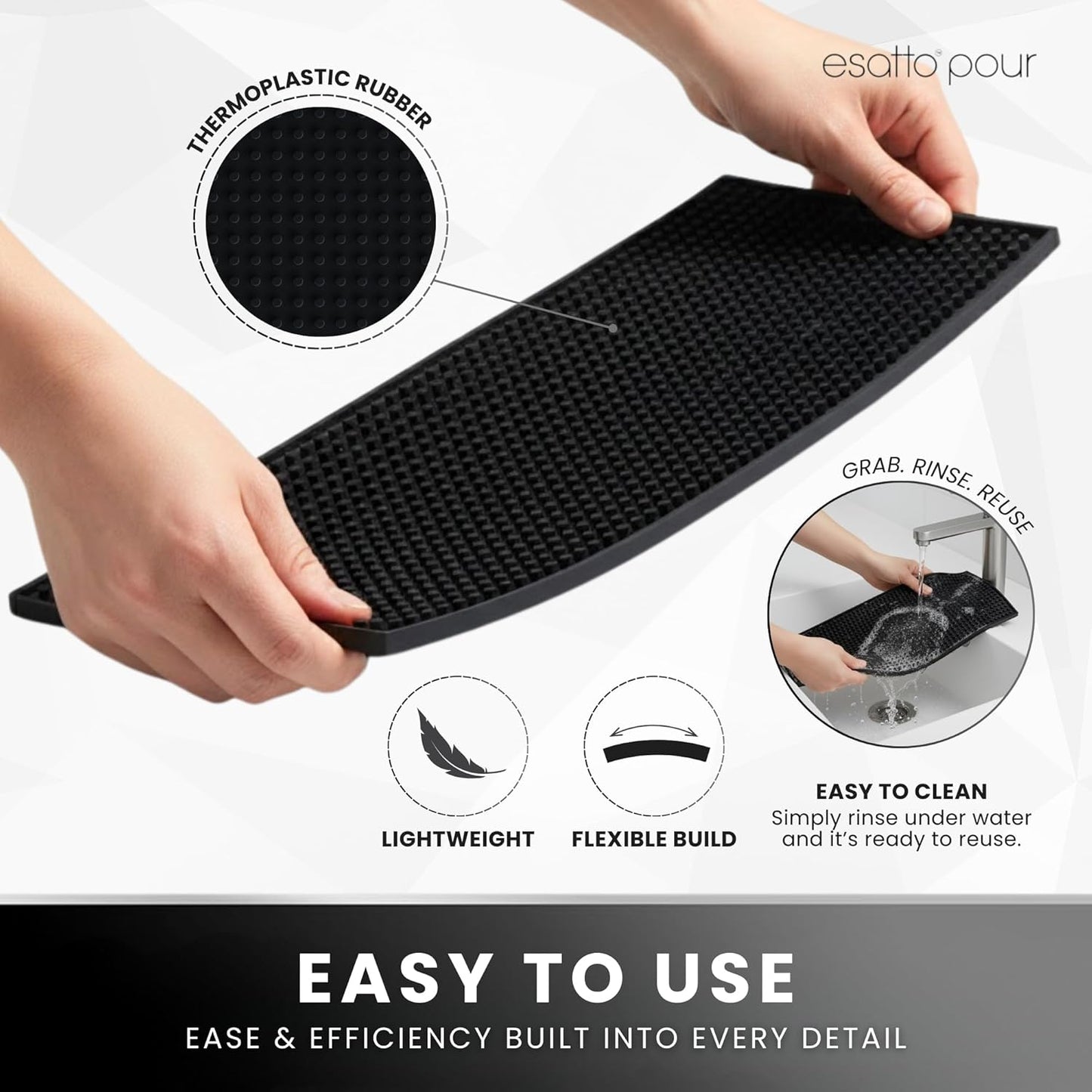 Essato Bar Mats for Countertop - Non-Slip Rubber Bar Mats for Bartending, Versatile Countertop Mats for Bars, Home, Coffee Shops, Kitchens - PVC Rubber Drying Bartender Barmat (6)