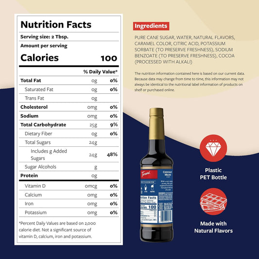 Torani Coffee Syrup, Chocolate Milano Flavored Syrup for Drinks, Pump Included, 25.4 Fl Oz
