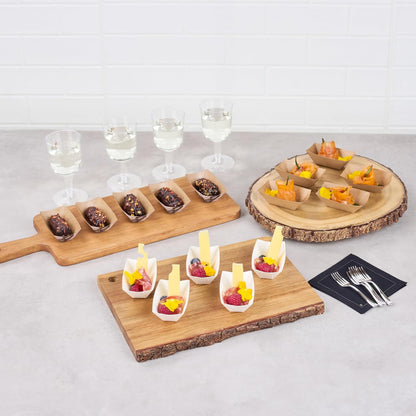 Restaurantware Bio Tek 2 Ounce Food Boats 50 Disposable Paper Food Trays - Heavy-Duty Greaseproof White Paper Boats For Snacks Appetizers Or Treats Use At Parties Or Carnivals