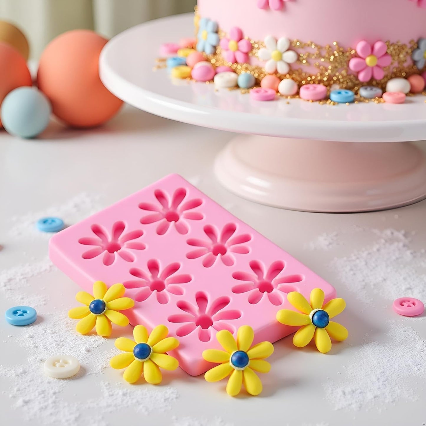 Candy Molds, Daisy Kitchen Cake Baking Decoration, Cookies Chocolate Mold Clay Tool Daisy Series Silicone Mold Flower Silicone Mold