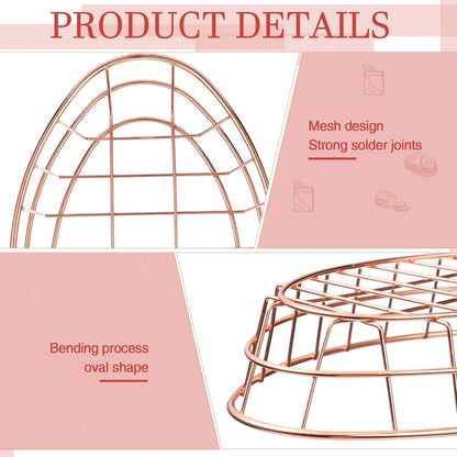 Tioncy 6 Pcs Chrome Oval Metal Wire Baskets 9.5 x 6.2 x 2.2 Inch Bread Serving Decorative Sandwich Container Christmas Party Fast Food Basket for Fruit Burger Kitchen Restaurant(Rose Gold)