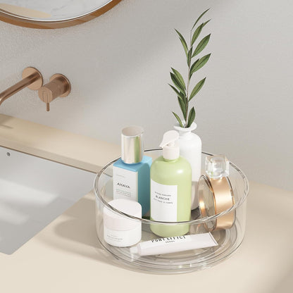 Lazy Susan Organizer, 2pcs 360 Degree Rotating Turntable Organizer, Round Plastic Clear Lazy Susan Turntable Food Storage Container for Kitchen, Fridge Organizer