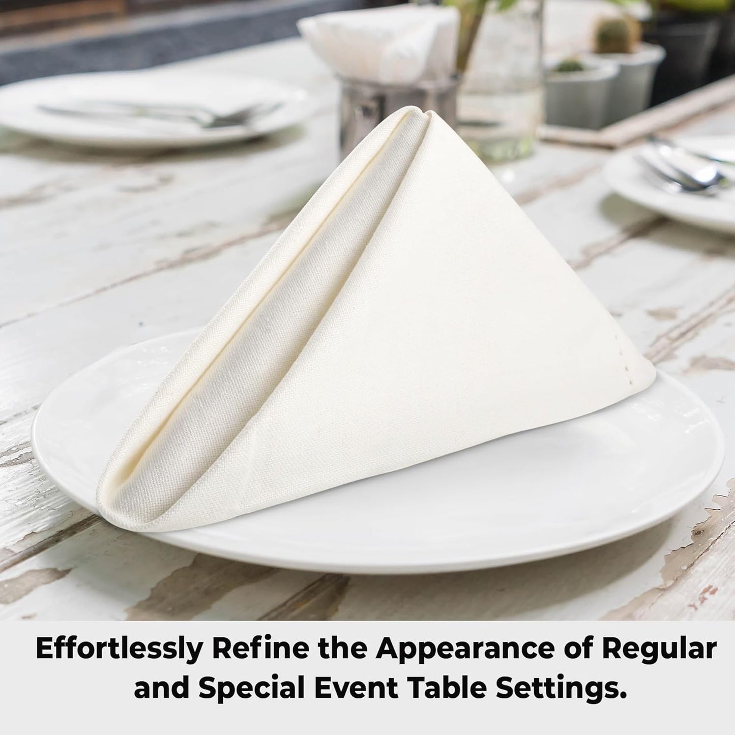 Urban Villa Cloth Napkins Ivory Hemstitch Dinner Napkins Set of 12 (20X20) 100% Cotton Absorbent Washable Durable Reusable Ideal for Hotel Collection Christmas Parties Restaurant Lunch Dinner Napkins