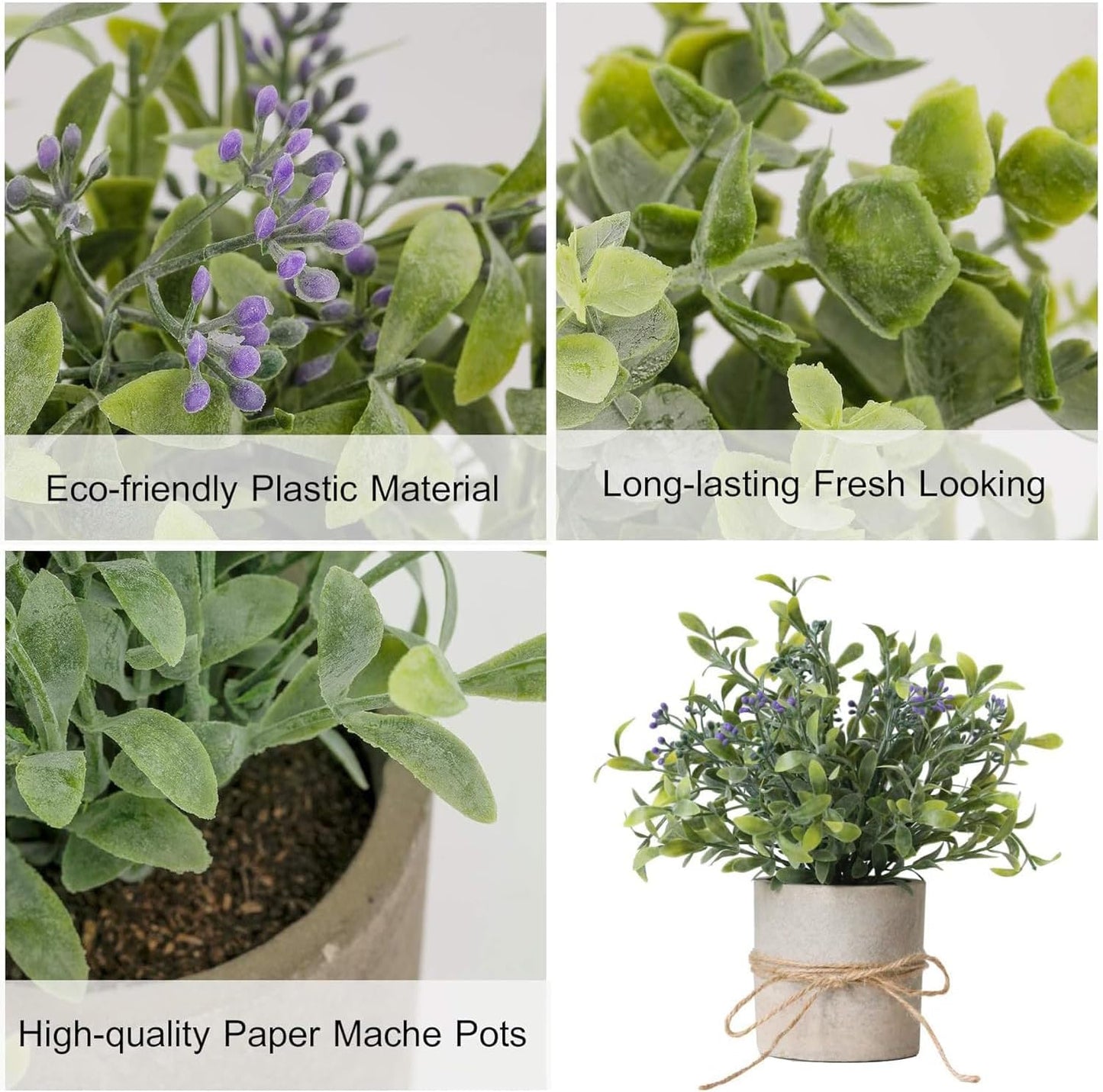 3 Pack Small Fake Plants Eucalyptus in Pulp Pot for Home Decor, 8.5 Inch Artificial Plants Indoor, Small Faux Plants Indoor for Bathroom Bedroom Kitchen Office Farmhouse Room Shelf Decor